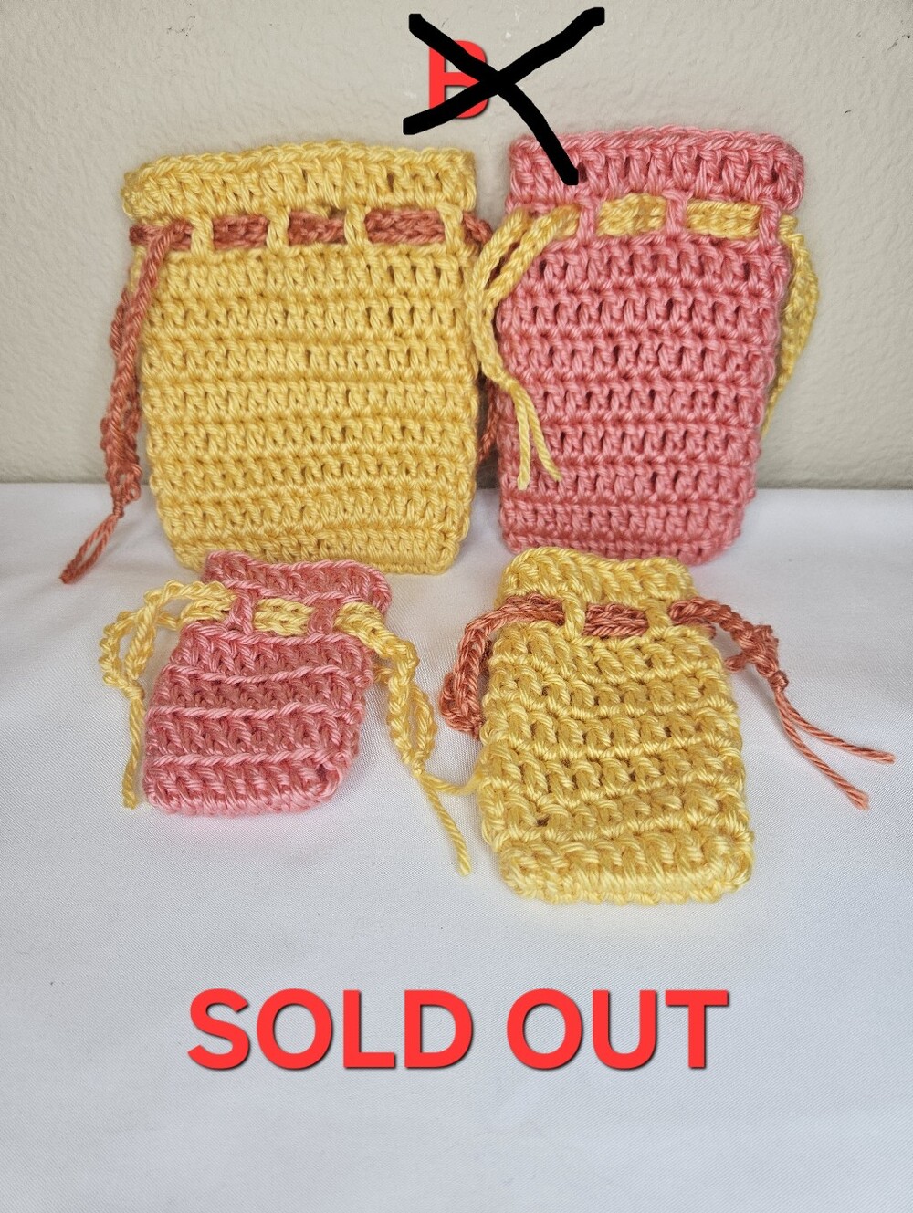 Set Of 4 Handmade Crochet Drawstring Pouches | Pick 1 Set - Picture 5 of 5